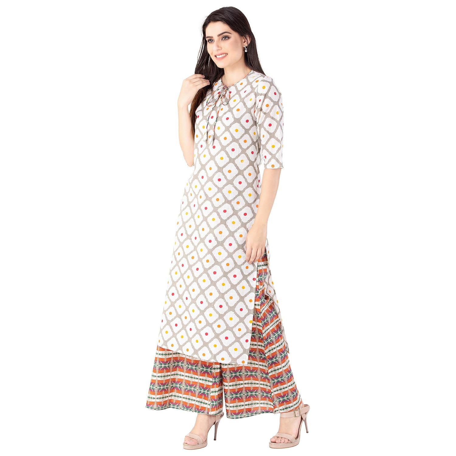 khushal k women's cotton printed kurta with printed palazzo set