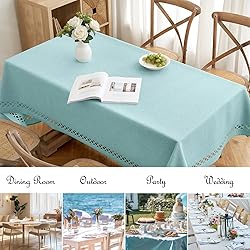 MIULEE Aqua Blue Polyester Linen Rectangle