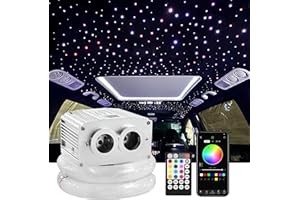 ATOKEE 16W Twinkle 800pcs Starlight Headliner Kit, 0.03in 9.8ft Dual Port Fiber Optic Star Lights for Car Roof Use with APP/Remote Control