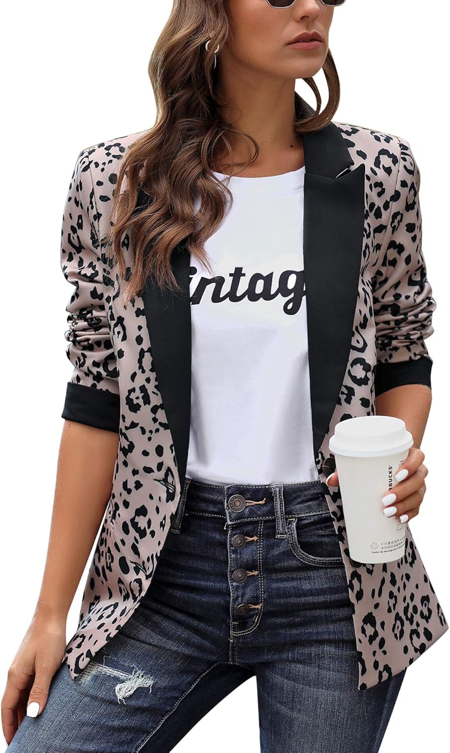 Luyeess Women Casual Long Sleeve Open Front Cardigan Office Work Zip Blazer Suit