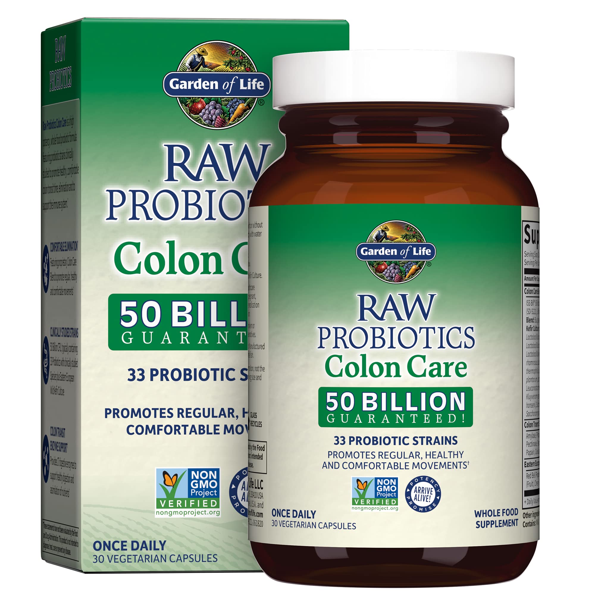 Garden of Life Raw Probiotics, Colon Care, 30 Veggie Caps, 1 Units