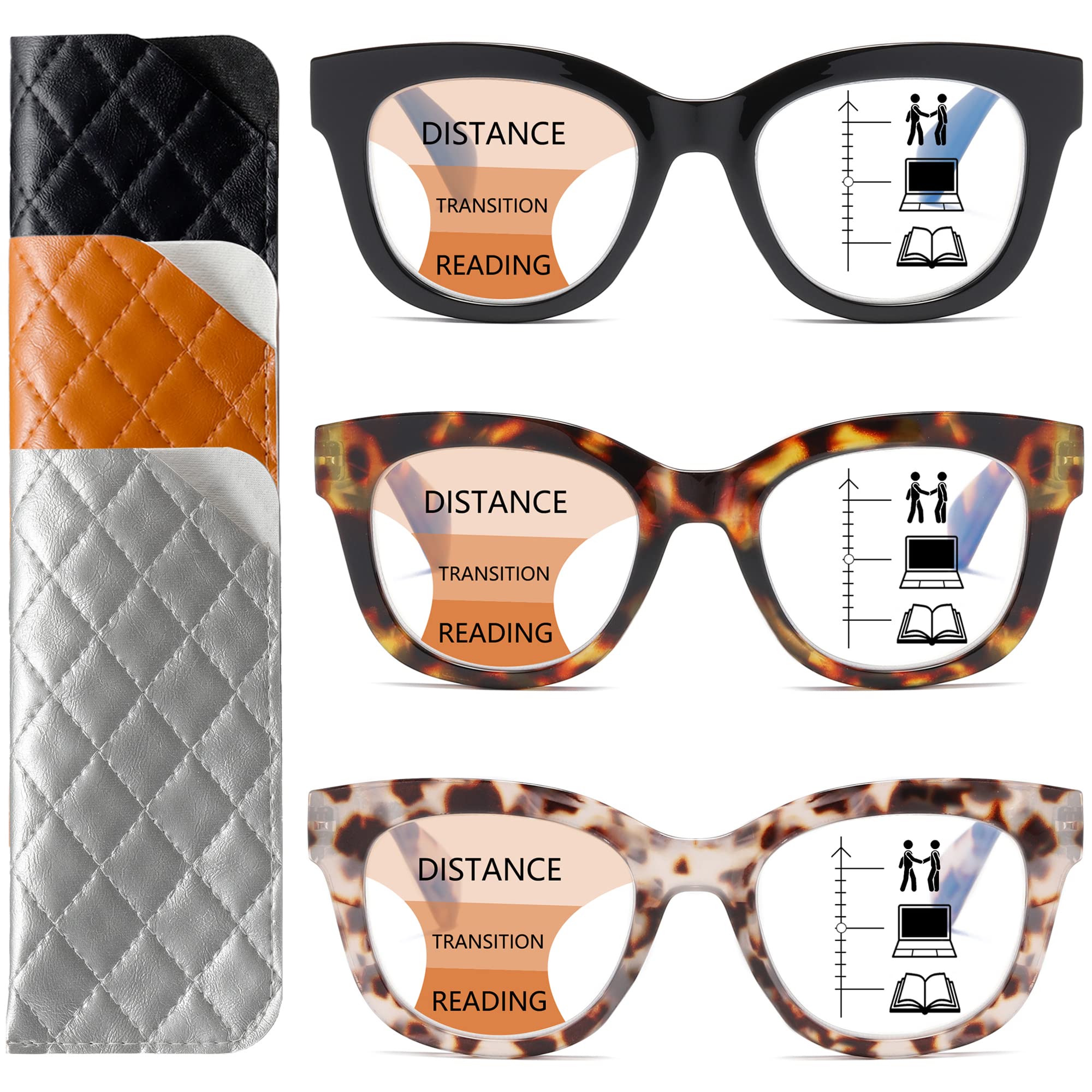 Photo 1 of (only one pair) ZXYOO Progressive Multifocus Reading Glasses for Women Blue Light Blocking Computer Readers with Spring Hinge+1.75