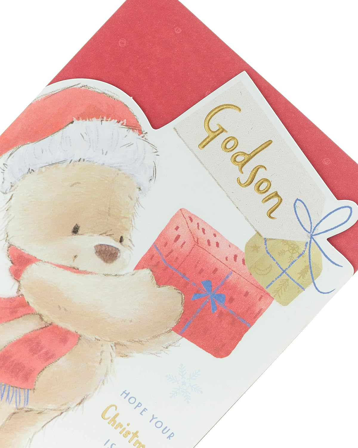 UK Greetings Christmas Card for Godson - Cute Teddy Design, Godson Teddy, 140mm x 195mm - Image 5