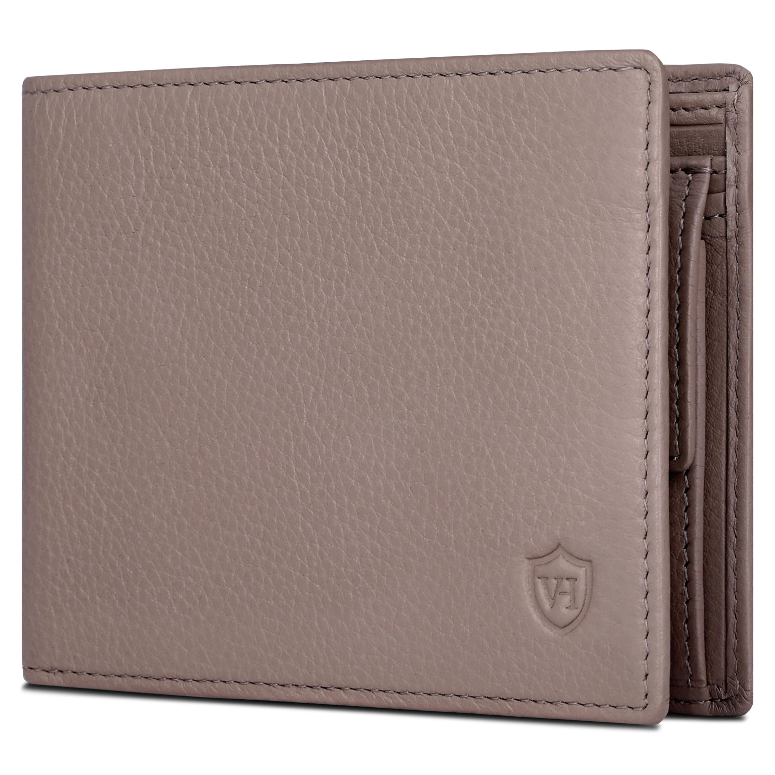 VON HEESEN Leder Geldbörse RFID Schutz I Echtleder Geldbeutel für Damen & Herren I Portemonnaie Brieftasche Wallet Portmonee (Taupe)