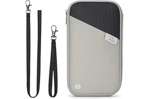 CANBOX RFID Passport Wallet, Travel Document Organizer Zipper Case, Family Passport Holder for Up to 6 Passports - Grey