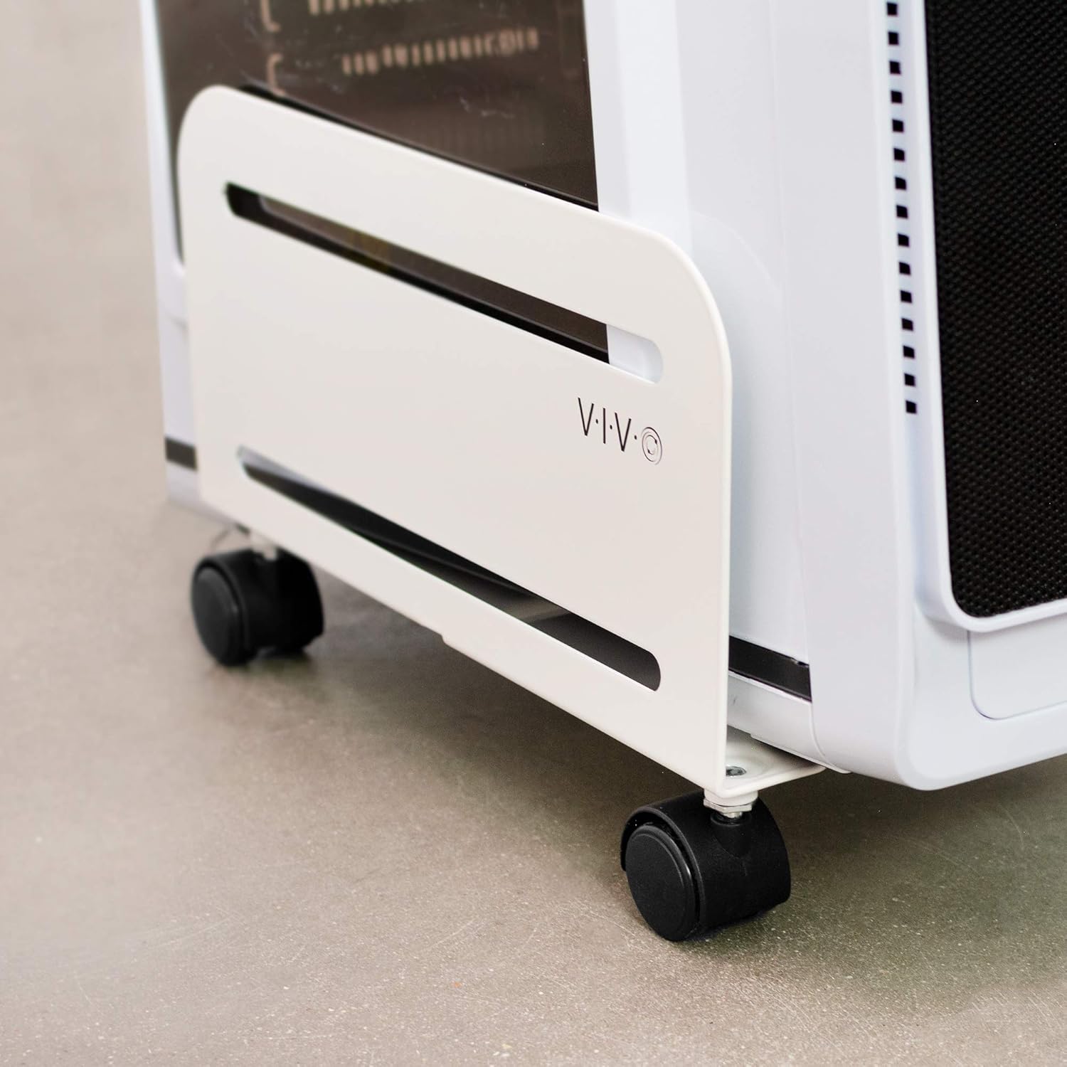 VIVO Computer Tower Desktop ATX-Case, CPU Steel Rolling Stand, Adjustable Mobile Cart Holder with Locking Caster Wheels, White (CART-PC01W) : Office Products
