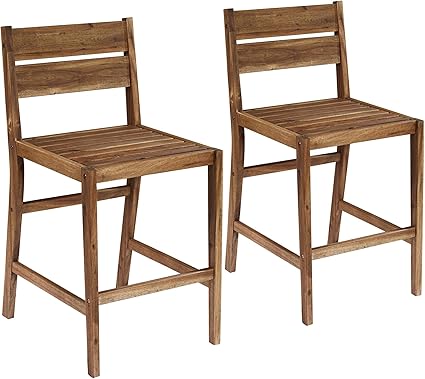 Amazon Com Teal Island Designs Nova 24 Natural Wood Outdoor Counter Stools Set Of 2 Garden Outdoor