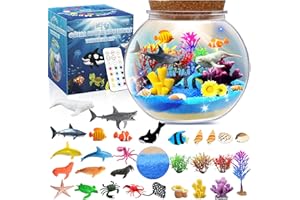 KIDDGROO Ocean Light Up Terrarium Kit for Kids - LED Night Light Ocean Birthday Gifts for Girls & Boys Ages 4 5 6 7 8-12, Kids Arts & Crafts Kit,Christmas Gifts