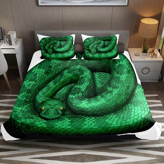 Joyfeel Green Snake Rattlesnake Bedding Sets & Collections Duvet Cover