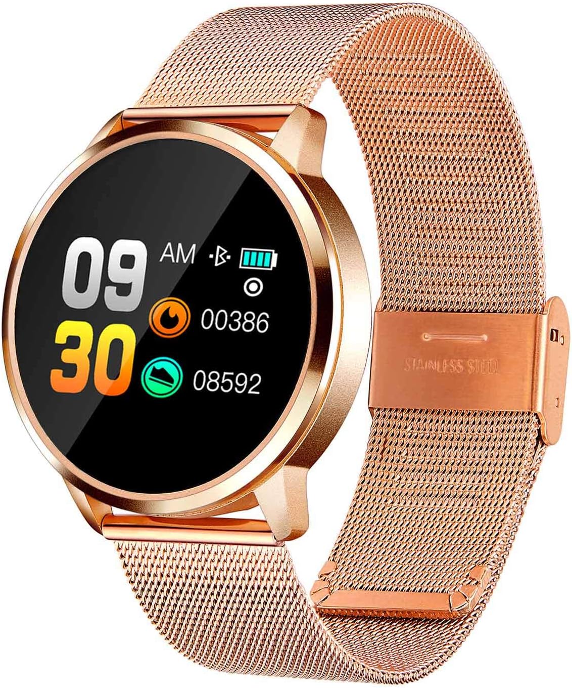 Sonnic Smart Watch for Men Women Acts as a Health and Fitness Tracker Which Has Milanese Loop Stainless Steel Band and High Definition Touch Color Screen and for iPhone or Android Phones