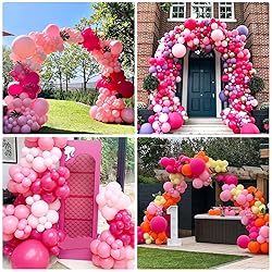 RUBFAC 129pcs Hot Pink Balloons Latex Magenta