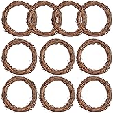 Grapevine Wreath Set, Marrywindix 10 Pieces Natural Vine Branch Wreath Christmas DIY Rattan Wreath Garland for Christmas Holi