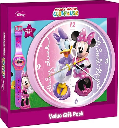 Coffret 2 Pieces Pendule Horloge Montre Minnie Disney Decoration Chambre Enfant Fille Amazon Fr Cuisine Maison