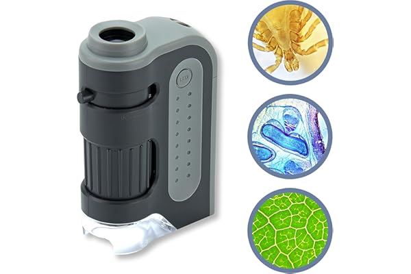 Carson MicroBrite Plus 60x-120x LED Lighted Pocket Microscope, Portable Handheld Microscope STEM Toy, Mini Microscope for Student Science Lab, Educational Portable Microscope (MM-300)