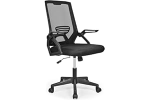 Moustache Ergonomic Mesh Office Chair with Lumbar Support Flip-Up Arms Swivel Wheels 275lbs Computer Task Chair for Home Offi