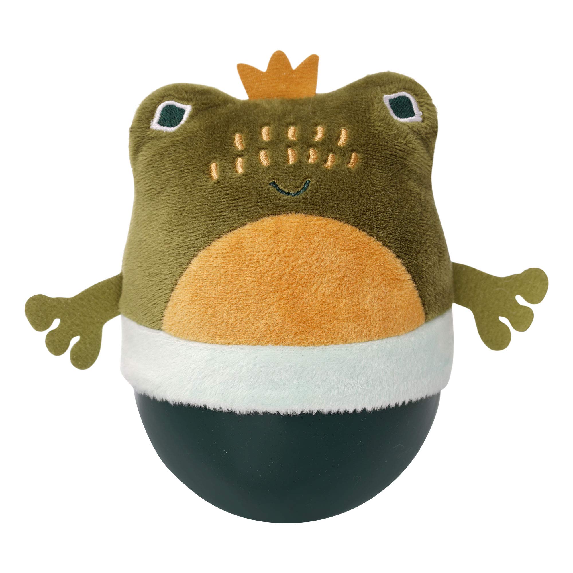 Manhattan Toy 161600 Bobbly Frog Weighted, Soft Silicone Wobble Ball with Embroidered Plush Baby & Toddler Toy, Multicolour