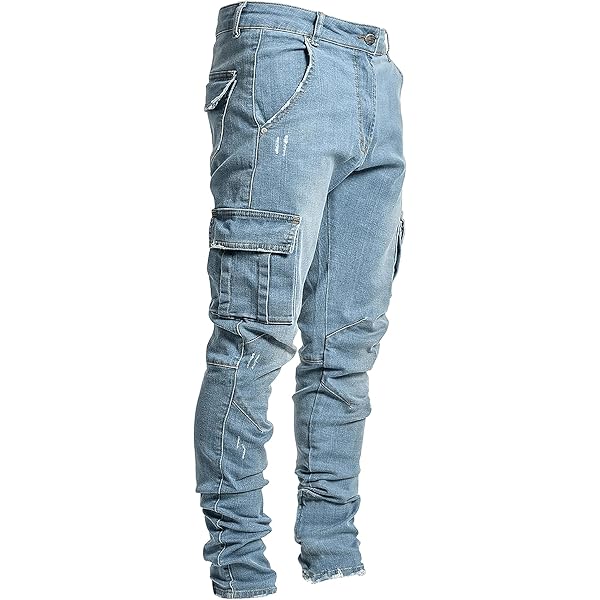 Men's Multi-Pockets Slim Fit Jeans Biker Fashion Cargo