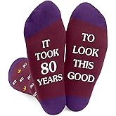 Kiopdse 80th Birthday Gifts for Men,Dad Brother Boyfriend Grandpa Husband Father Best Friend Son Happy,Funny Novelty Socks