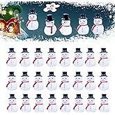 Mini Snowman Figurines - 24pcs Small Snowman Miniature Snowmen Figurines with Hat for Christmas Decor Micro Landscape Fairy Garden Dollhouse DIY Crafts Decoration