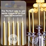 DECO EXPRESS Candles Set 15 Pack Classic Dripless Tapered Metallic Gold view 5