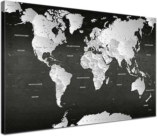 Lanakk Carte Du Monde Sur Toile Imprimée Et Châssis Avec