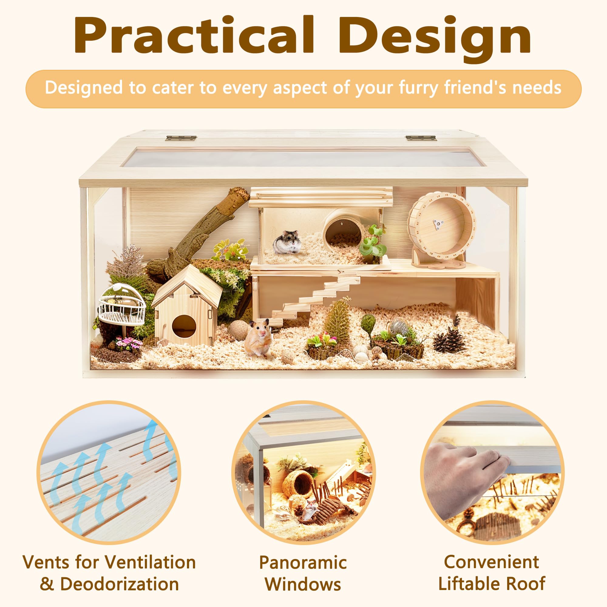 Image showcasing Mua PROLEE Hamster Cage with Chewproof Wood Top,Guinea Pig Cages ...