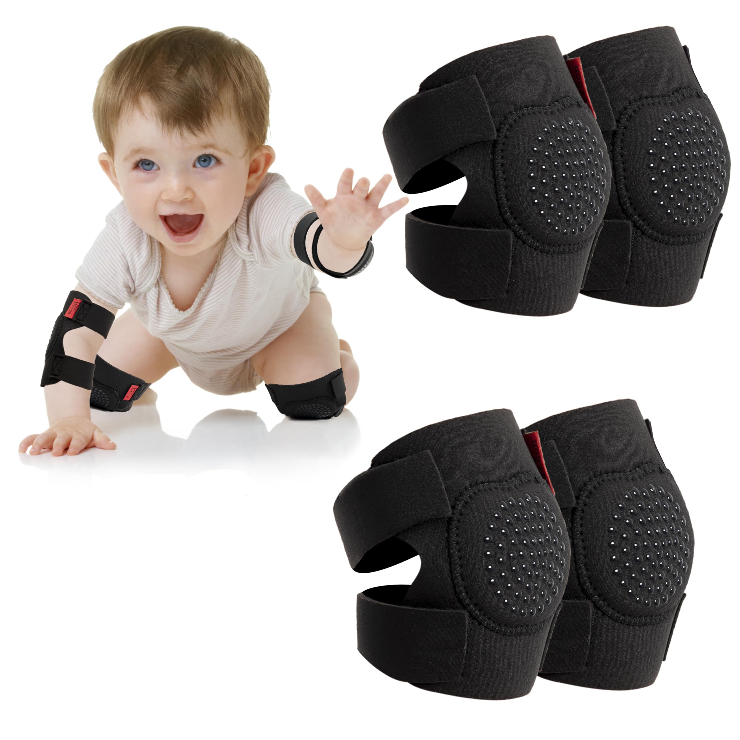 Photo 1 of 2 Pairs Baby Knee Pads for Crawling Adjustable Knee Pads Toddler Crawler Knee Protector for Infant Girl Boy Crawling