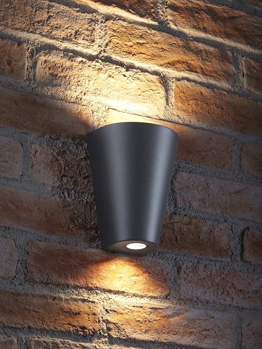 Auraglow IP44 Outdoor Double Wall Light - Up & Down LED, 10W, 1100 Lumens, Black