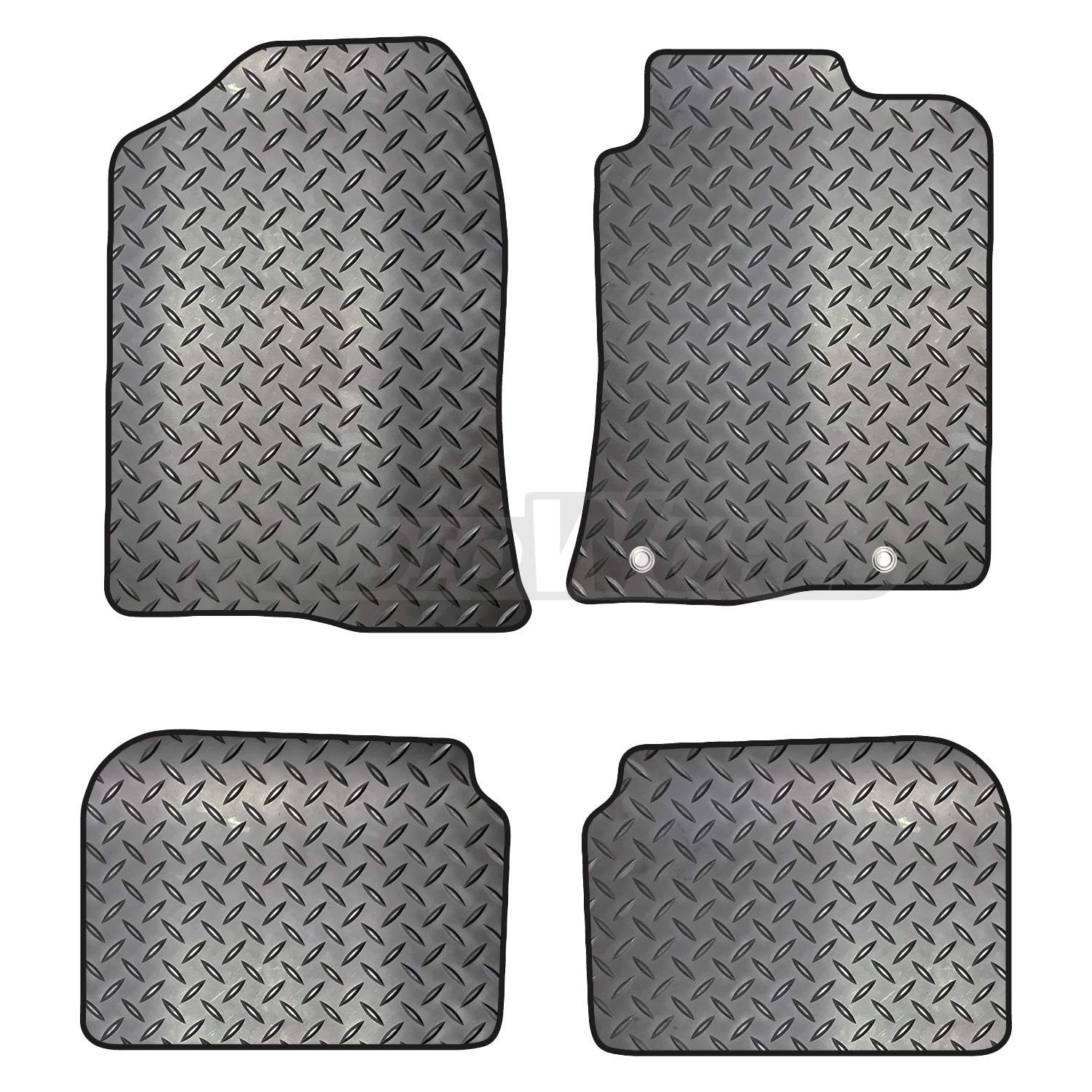 Carsio Rubber 4 Piece Car Mat Set For Toyota Avensis 2003-2009 [with 2 Round Clips] Tailored Fit Floor Mat Complete Accessory Black Custom Fitted - All Weather & Heavy Duty, Anti-Slip Backing