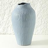 Uiddo Ceramic Vase for Home Decor,11.6 Inch Flower Vases,Decorative Blue Vase for Pampas Grass,Modern Art Texture Vases for Home Entryway Living Room Dining Table Farmhouse Office Decor-Mat Blue