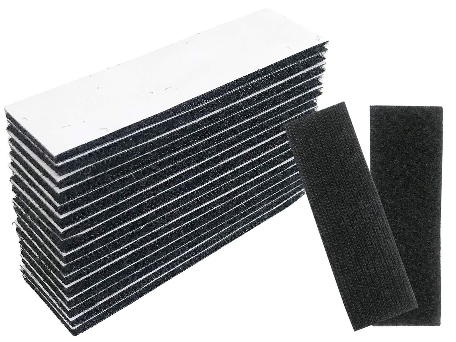 Double Sided Sticky Pads, 16 Pcs Heavy Duty Tape Strips Self Adhesive Pads Hook and Loop Removable for Household Home or Office, No More Nails Strips Black Rectangle