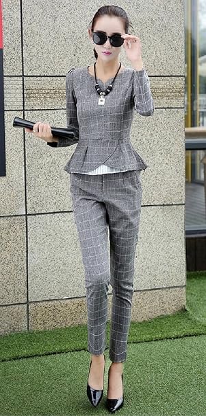 Amazon Mayfair パンツ スーツ レディース 3ヶ月 保証 保証書 セット エレガント おしゃれ ダークグレー グレー 大きいサイズ セット 長袖 ジャケット パンツ フォーマル 結婚式 L ダークグレー パンツスーツ 通販