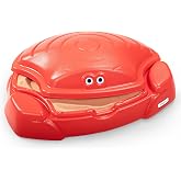 Simplay3 Coastal Crab Fully Assembled Sandbox for Kids, Toddler Outdoor Sand Box with Lid for Playground, Backyard, Ages 1.5 to 5 Years, Made in USA, Red