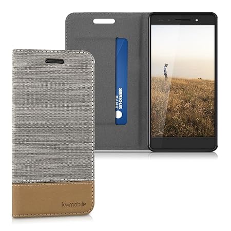 kwmobile Huawei Honor 7 / Honor 7 Premium Hülle - Stoff Handy Cover Case mit Ständer - Schutzhülle für Huawei Honor 7 / Honor