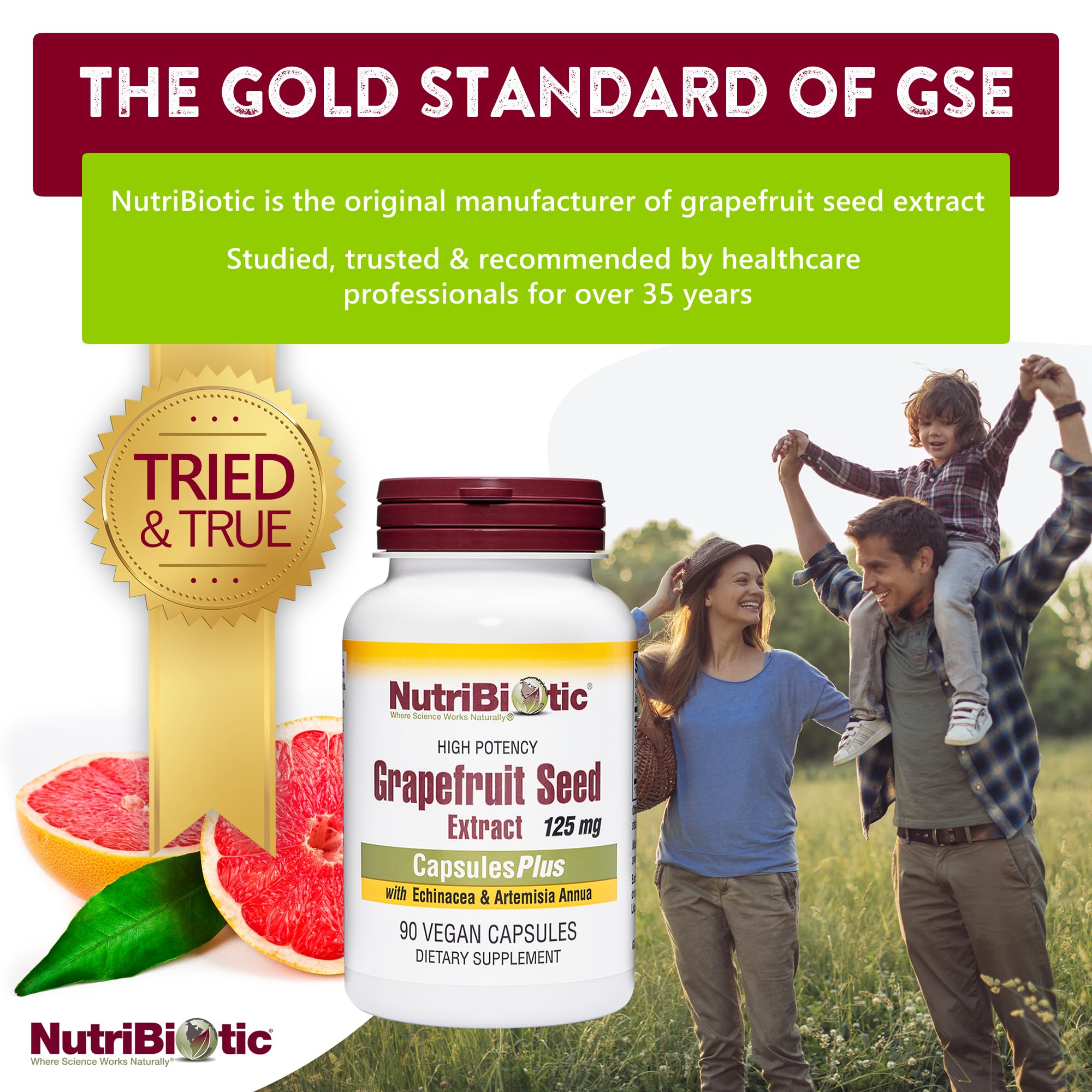 NutriBiotic Grapefruit Seed Extract CapsulesPlus, 125 mg of GSE, 90 Count