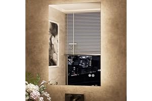 TETOTE 24 x 36 Inch LED Backlit Bathroom Mirror with Lights, 3Color White/Warm/Natural, Anti-Fog Lighted Mirror,Dimmable,Vanity Mirror,Wall Mounted