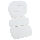 MyGift Soft Luxurious Foam Padded Large White Spa Bath Pillow/Hot Tub Head & Back Cushion