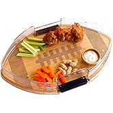 Totally Bamboo Flip, Serve & Store Football Charcuterie Board with Lid – Reversible Cutting Board with Juice Groove & Serving Tray, Locking Travel Lid Cover, 16.8 x 10.6 Inches