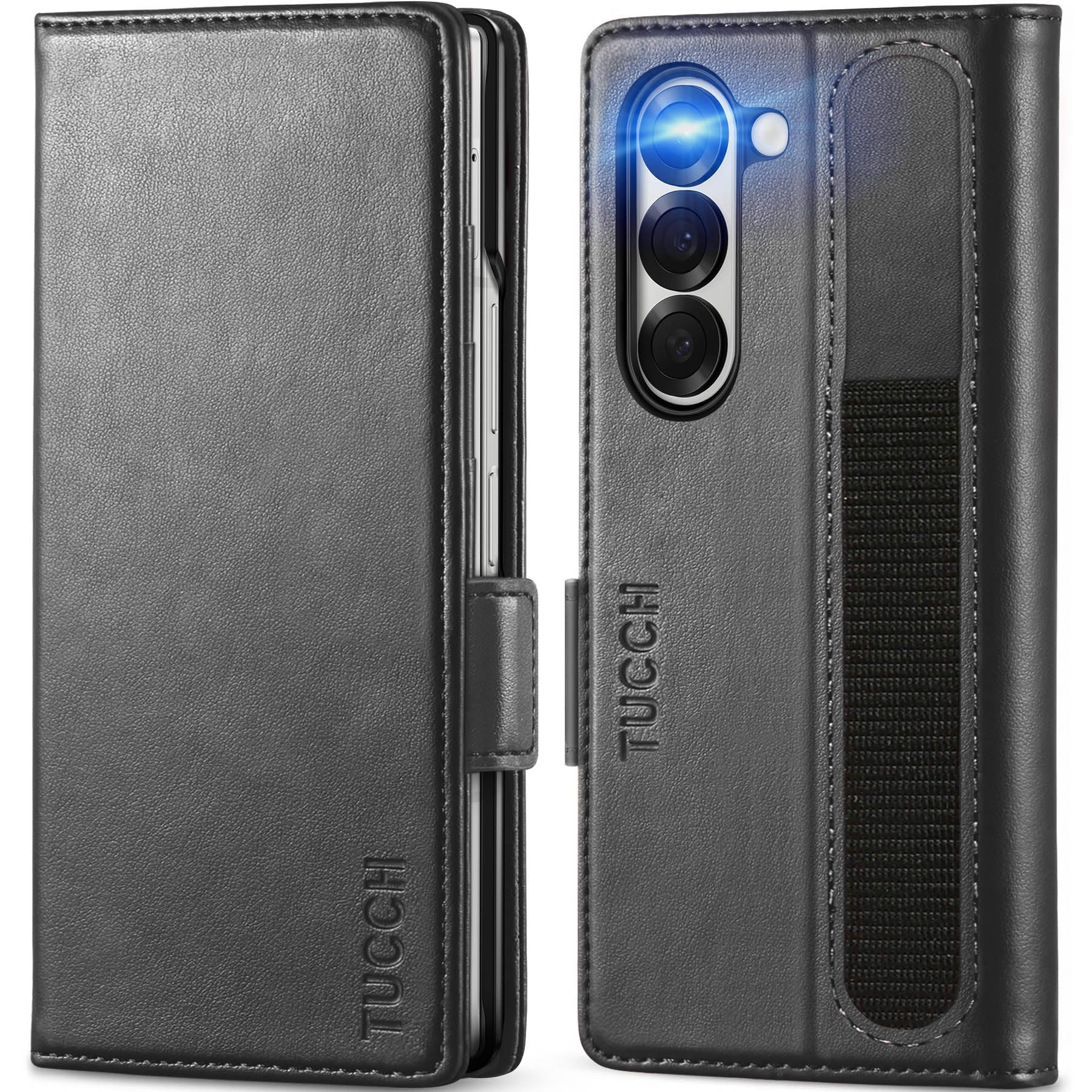 Photo 1 of TUCCH Compatible with Galaxy Z Fold6 Wallet Case with S Pen Holder, PU Leather Flip Folio, Card Slots, RFID Blocking, Kickstand, Phone Cover for Galaxy Z Fold 6 2024 - Black