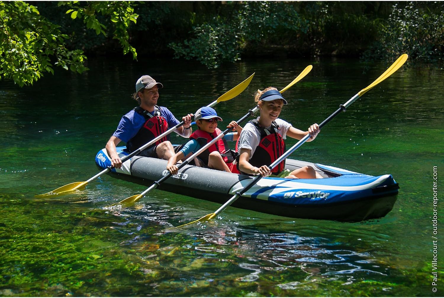 Sevylor Hudson inflatable Canoe, 2+1 person folding kayak, durable and lightweight, compact and easy to transport, 374 x 89 cm - Image 4