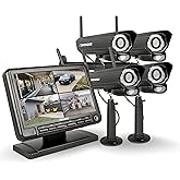 Defender PHOENIXM2 Non WiFi Plug-in Power Security Cameras- for Home & Business Surveillance Indoor & Outdoor Bullet Cameras with 7 Inch LCD Display Monitor (4 Cameras)