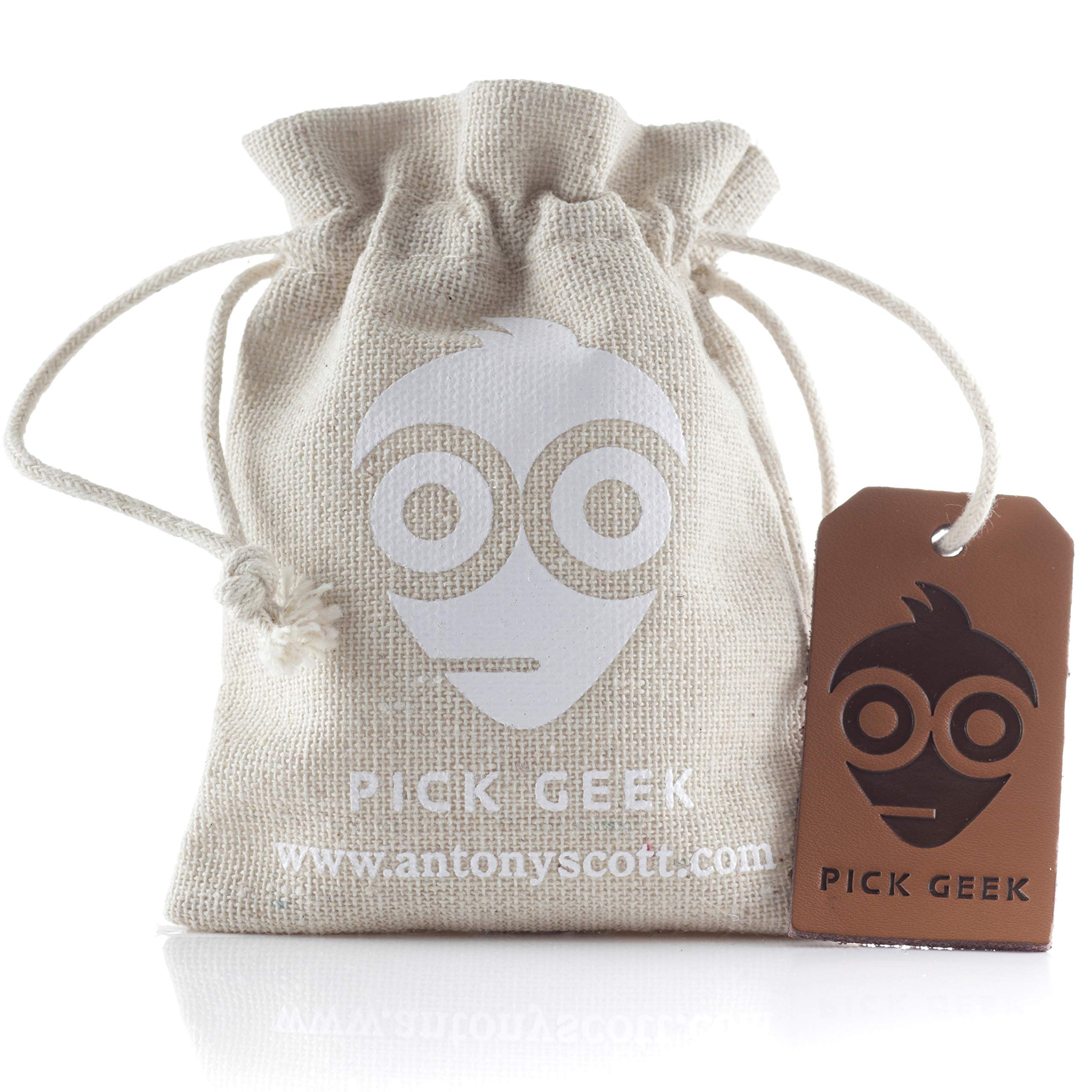 Pick Geek Assorted Guitar Picks | 51 Premium Quality Picks Plectrums For Your Electric, Acoustic, or Bass Guitar | X Heavy, Heavy, Medium, Thin | Gifted in a Unique Linen Pick Bag