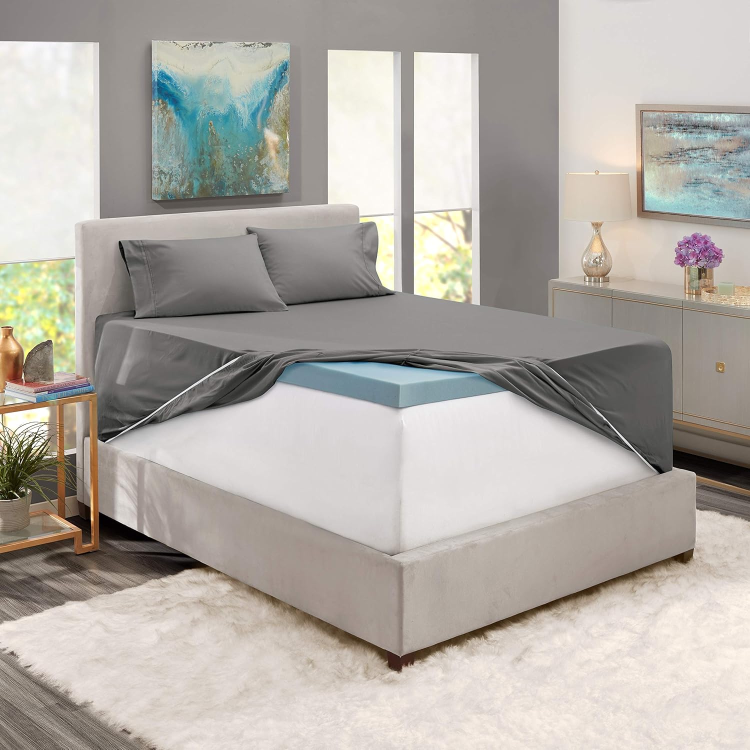 Nestl Extra Deep Pocket Sheets – Dark Grey Deep Fitted Sheet Set Queen Size - Super Deep Sheets fits 18 to 24 Inches Mattress - Hotel Ultra Deep Comfy Bed Sheets - 6 PC Gray Deep Pocket Queen Sheets: Home & Kitchen