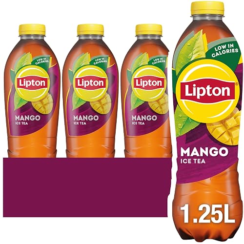 Lipton​ Mango​ Bottled Ice Tea​ 1.25 L (Pack of 6), low calorie​ soft drink​, 100% black tea extract