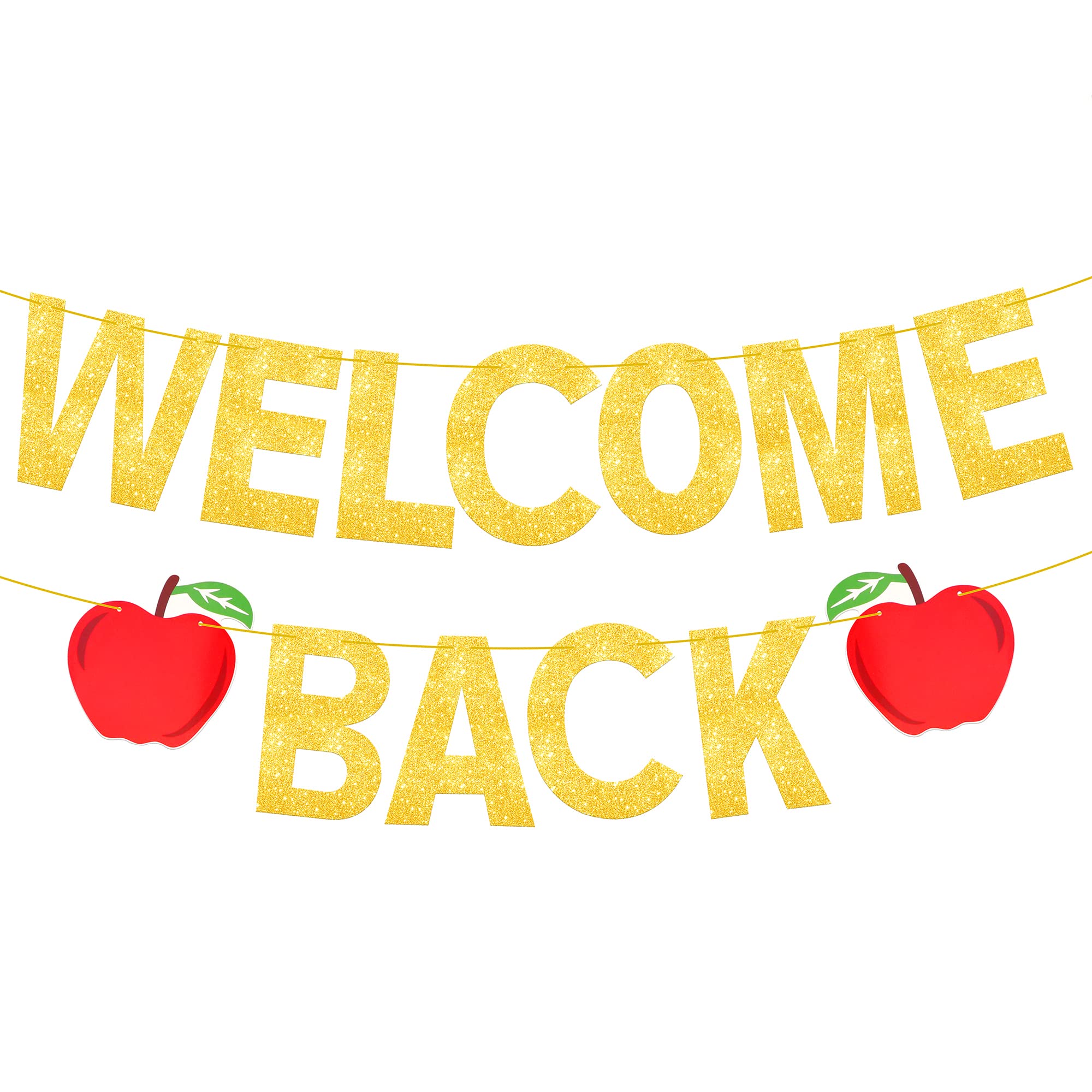 Photo 1 of KatchOn, Glitter Welcome Back To School Banner - 10 Feet | Apples Welcome Back Banner Decor | Back To School Decorations for Classroom Decor | Backdrop for First Day of School Decorations