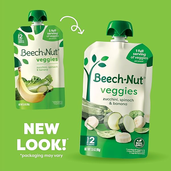 BEECH-NUT BABY FOOD POUCHES VARIETY PACK, VEGGIE PUREES, 3.5 OZ (18 PACK)
