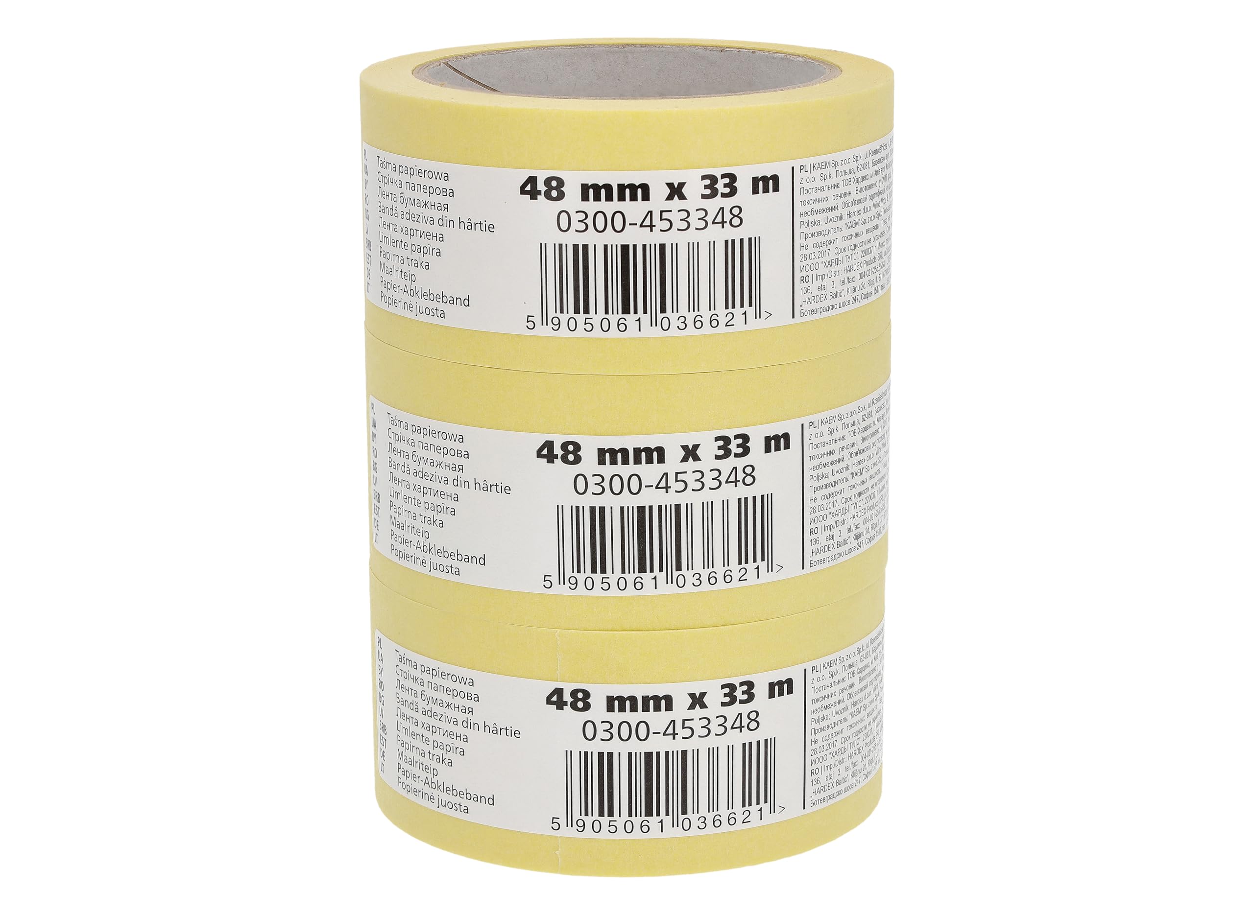 Scley A0303-450148 Masking Tape Width 48 mm Length 33 m Pack of 3 Yellow Painter's Masking Tape for Painting Work Series 545 — image 1