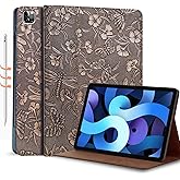 Gexmil Case for iPad Pro 12.9 Inch,6th/5th/4th/3rd Generation(2022/2021/2020/2018) Genuine Leather Cover Anti Fingerprint,Cowhide Folio Cover Auto Sleep/Wake with Adjustable Stand,Butterfly Pattern