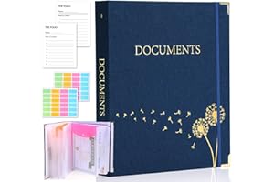 XKDOUS Document Organizer Linen Folio Folders with 9 Pockets, 3-Ring Accordion Storage Binders Expanding File Folder for Important Papers, End of Life Planner Book, in Case If I Die File Folder