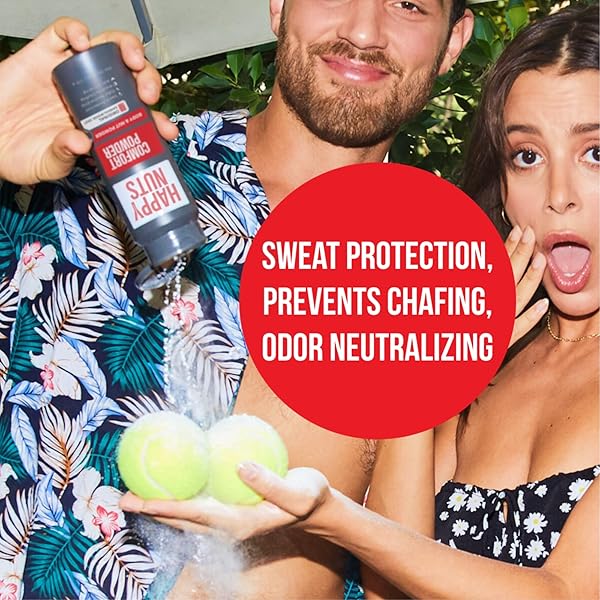 HAPPY NUTS COMFORT POWDER – ANTI CHAFING & DEODORANT, ALUMINUM-FREE, SWEAT AND ODOR CONTROL FOR JOCK ITCH, GROIN AND MEN’S PRIVATE PARTS (6 OUNCE (PACK OF 1), ORIGINAL)